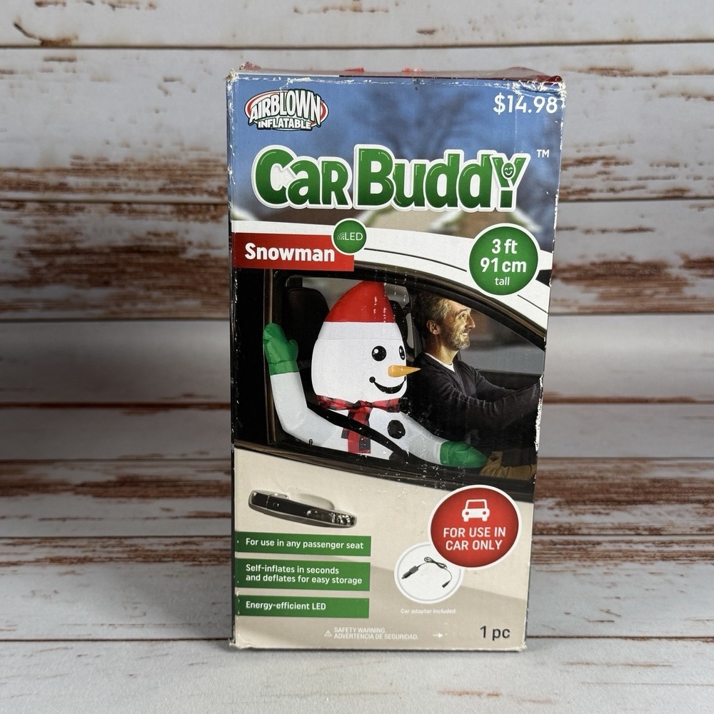 Snowman Airblown Inflatable Car Buddy 3 ft Tall Car Adapter Included NIB